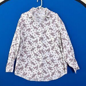 Liz Thomas II Womens Paisley Print Long Sleeve Button Down Shirt Size 24W/44